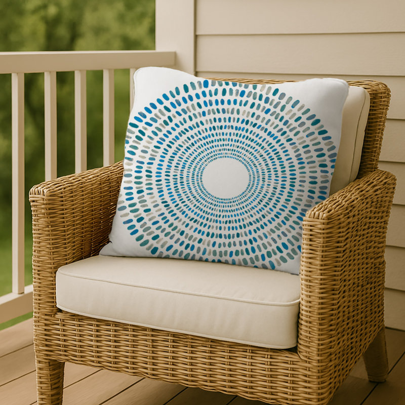 Geometric Outdoor Throw Pillow, Blue, Geometric 2