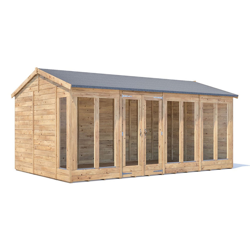 Dunster House Summerhouse 4.8m x 3m (16' x 10') Reverse Apex Roof, Fully Pressure, RagePanda Modular