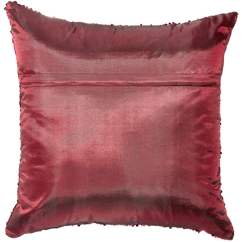Twinkle Sparkling Sequins Pattern Sequined Throw Pillow, Burgundy, Polyester/Polyfill