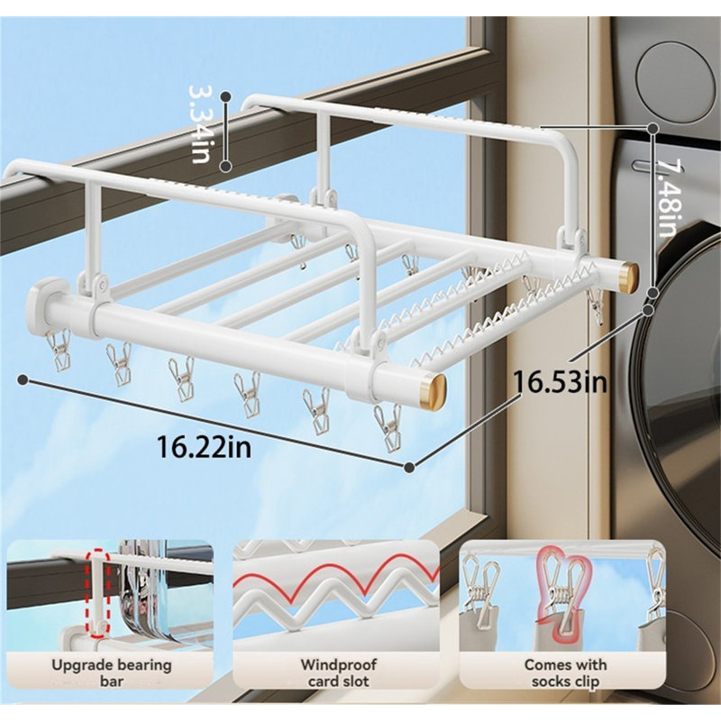 Multi-Functional Balcony Rack, 7.48" H x 16.53" W x 16.22" D