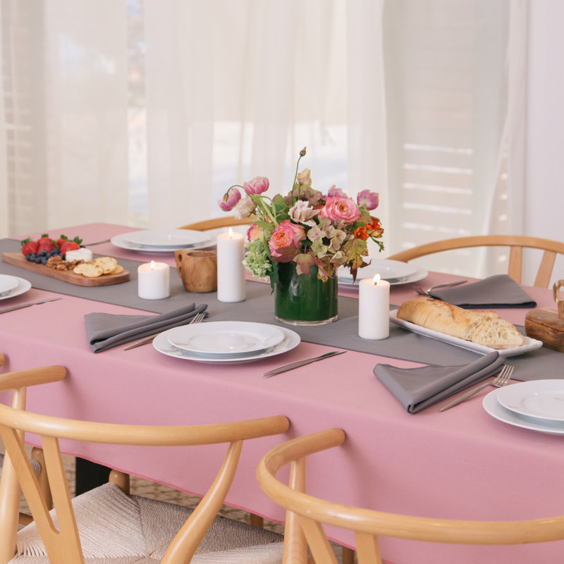 Rectangular Stain-Resistant Polyester Tablecloth - Basics by Wayfair™, Dusty Rose, 84" x 60"