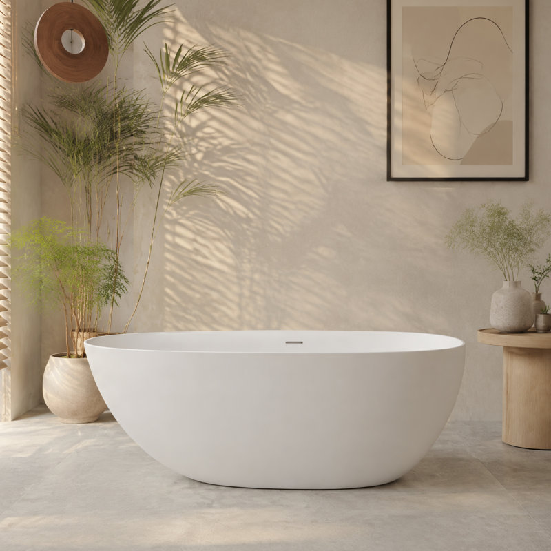 66.92'' x 32.28'' Soaking Solid Surface Bathtub