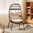 PE Wicker Egg Chair Patio Cocoon Lounger w/ Comfortable Cushions & Metal Frame