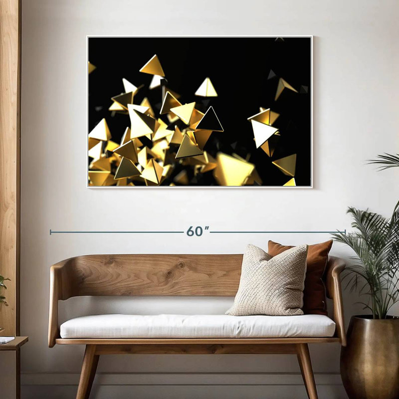 Golden Pyramids, Cadre flottant blanc, 46 po x 31 po