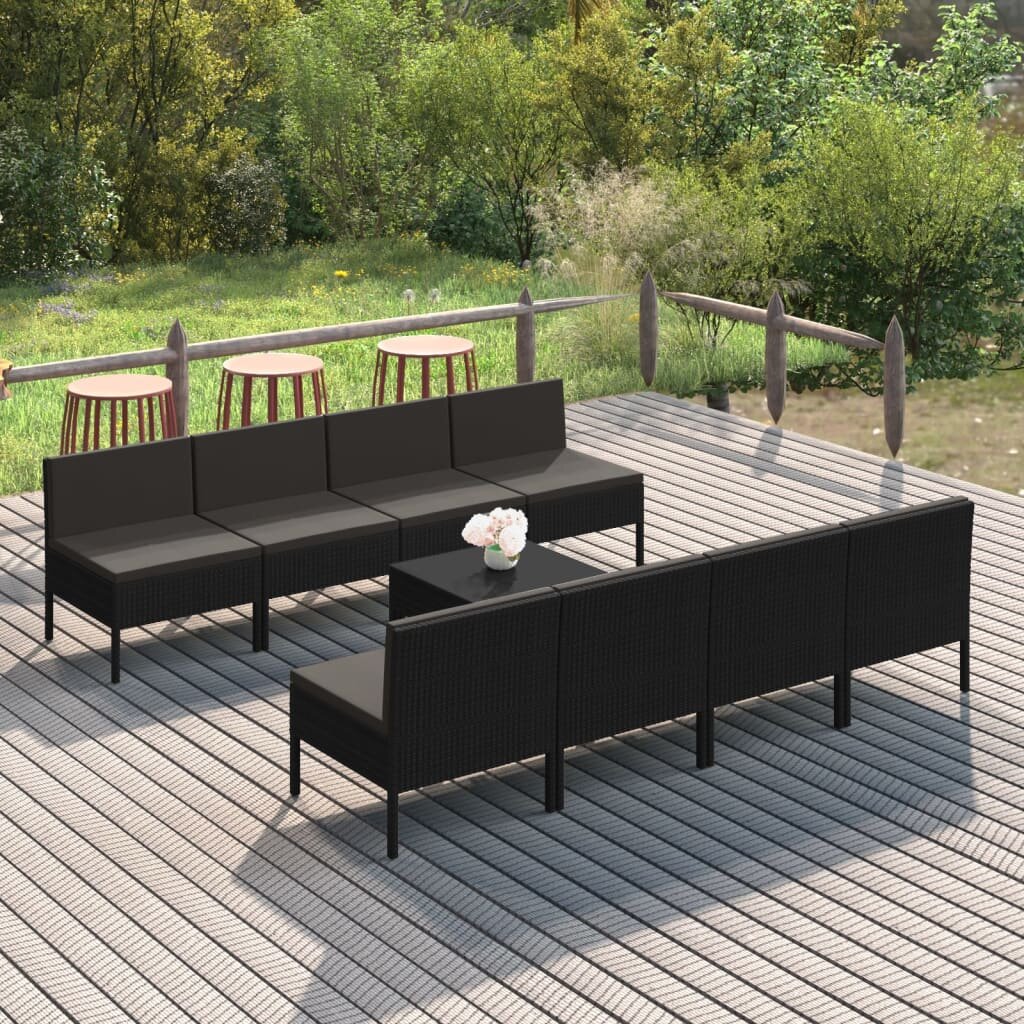 9-Sitzer Lounge-Set Jesiel aus Polyrattan mit Polster