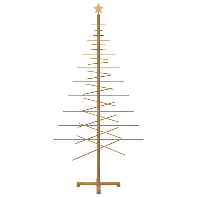 Wooden Christmas Tree with Stand Brown Bamboo, 6.89' H