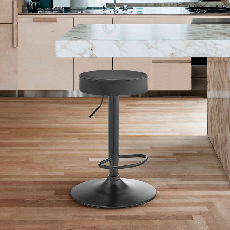  Dax Backless Dark Gray Faux Leather Adjustable Bar Stool