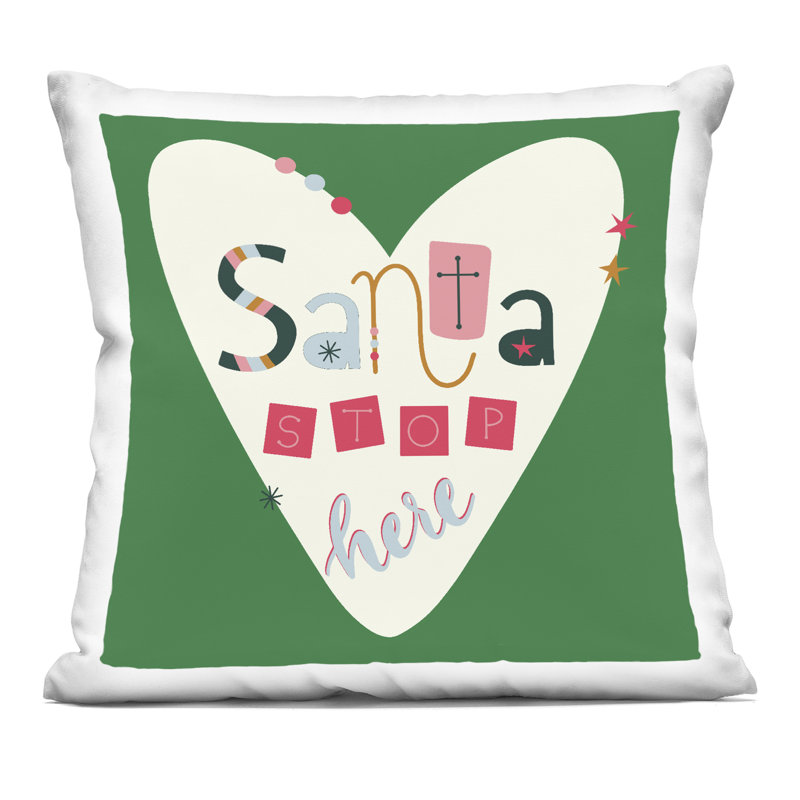 Coussin Festive, Green/White, Carré 18 po