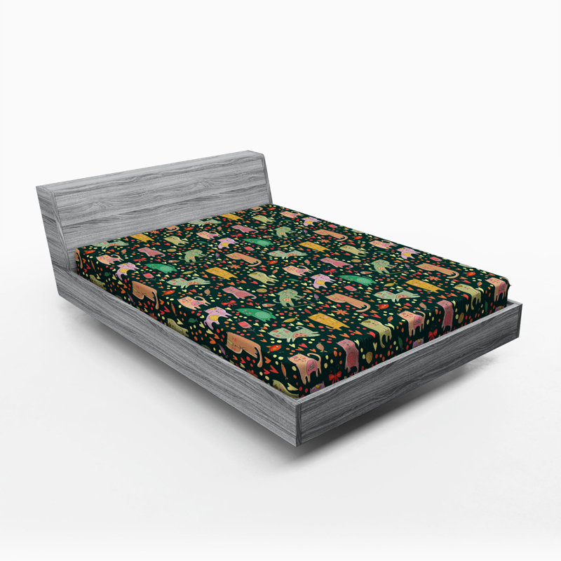 Cat Animal Microfibre Jersey Knit Fitted Sheet, European Kingsize (160 x 200cm)