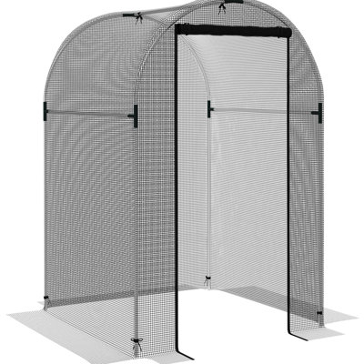 Cage de protection pour plantes noire, structure en acier galvanisé, couverture en filet avec porte zippée, 121,3 cm L x 188 cm P, pour jardin, pelouse, afin de protéger les fleurs et les fruits des petits animaux, oiseaux et autres nuisibles.