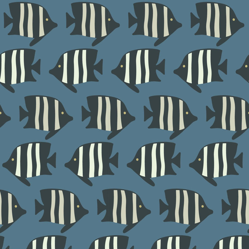 Coastal Fish - Wallpaper, Pink, Peel & Stick