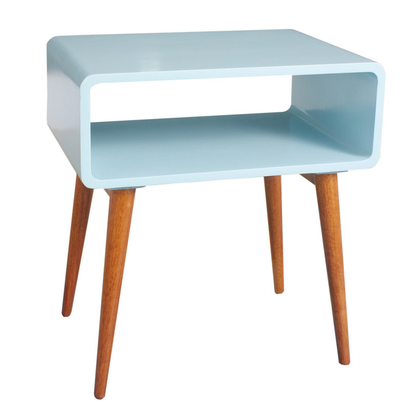 Solid Wood End Table, Aqua