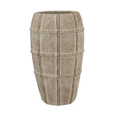 5x5x9.3" Decorative Sand and Cement Vase with Textured Cream Finish