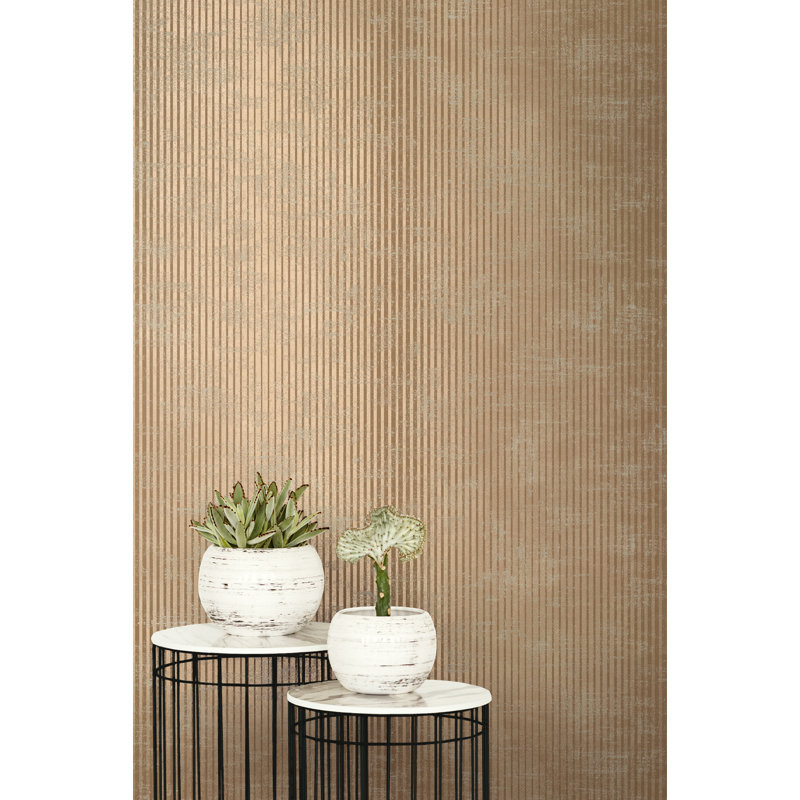 Aurrie 10.05m x 53cm Textured Metallic Finish Wallpaper Roll, Bronze
