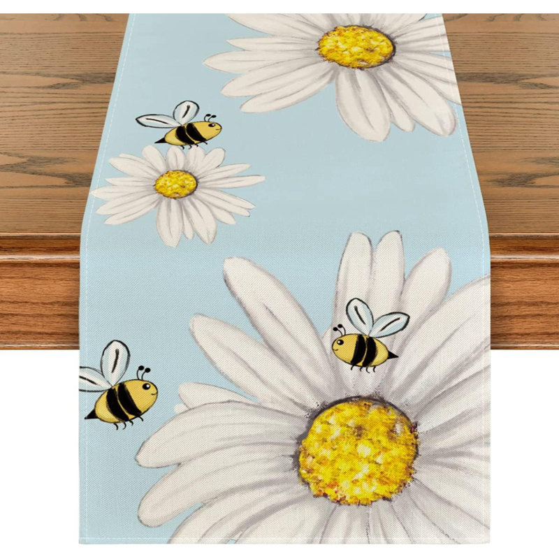 Chae Runner Polyester Blend Table Runner, 72" x 13", Blue