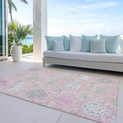 Machine Washable Indoor/Outdoor Chantille ACN1026 Pink 1'8" x 2'6" Rug