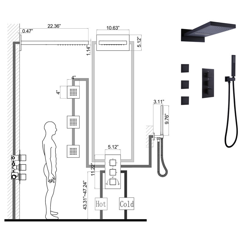 All-In-One Kit with Rough in-Valve, Matte Black
