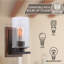 Applique murale rustique moderne Nish 9 + abat-jour cylindrique en verre bullé, bronze huilé + finition noyer de style bois