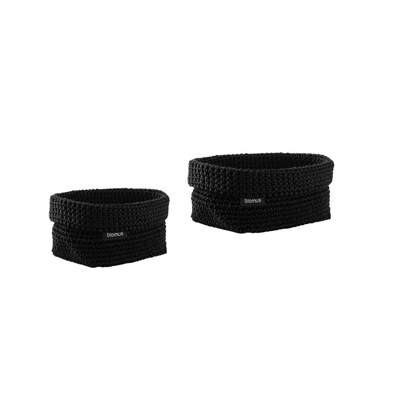 TELA 2 Piece Fabric Basket Set, Black