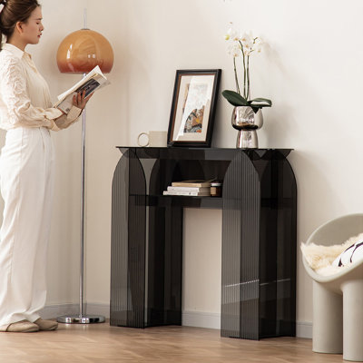 43.31" Black Oval Acrylic Console Table