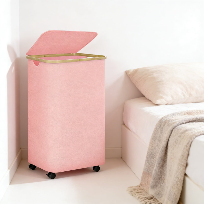 Large Rolling Laundry Hamper With Removable Mesh Bag And Lid, Collapsible Dirty Clothes Basket On Wheels For Easy Transport And Storage