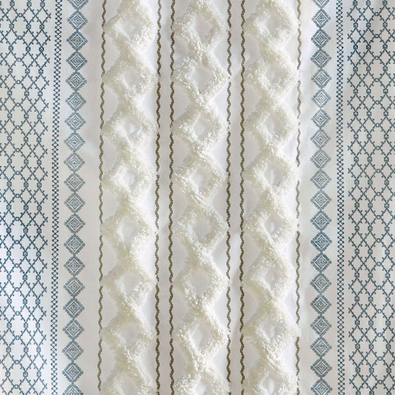 Panneau de rideau en coton avec rayure et doublure en chenille 50 x 108 po