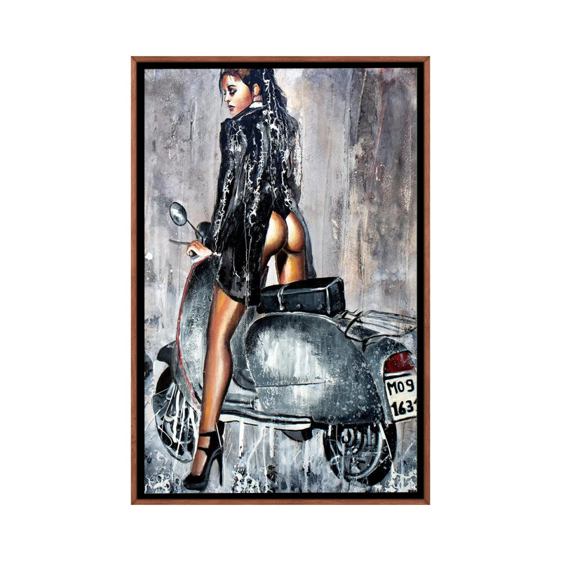 Feel Free To Go by Donatella Marraoni - Painting on Canvas, 66.04 cm H x 45.72 cm W, Classic Brown Wood Framed