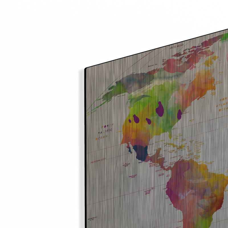 "Carte du monde" par Mark Ashkenazi, H 24 po x l 36 po