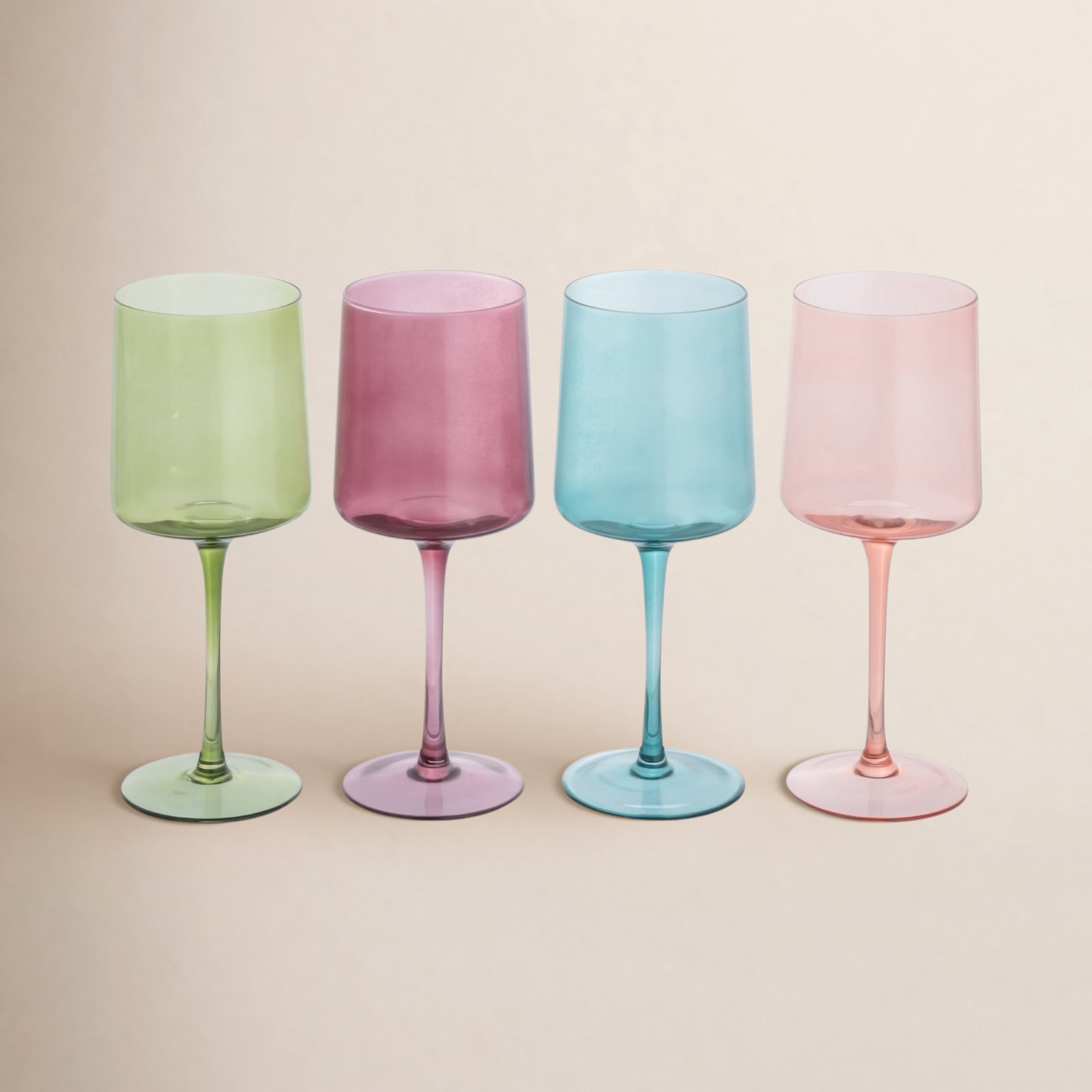 Orland 14oz. Red Wine Glass Set, Green/Red/Blue/Pink