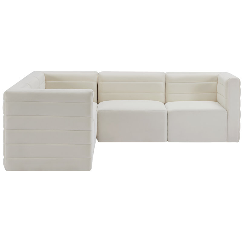 Enso Velvet L-Shaped Sectional Reversible, Cream Velvet
