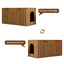 Enclos pour bac à litière de style moderne du milieu du siècle avec entrée latérale réversible et portes doubles rainurées, noyer