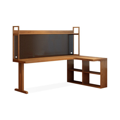 Bureau en L en bois massif Burlywood, bureau