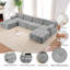 Canapé modulaire velours capitonné modulaire, gris clair-1736016790