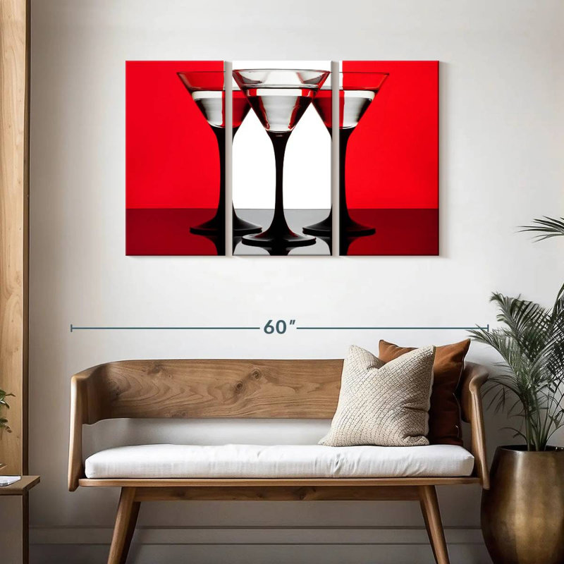 Yarlin Three Martini Cocktails, 28" H x 45" W