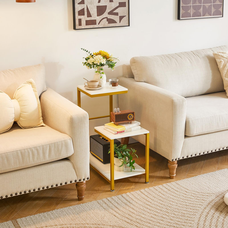 End Table, White/Gold