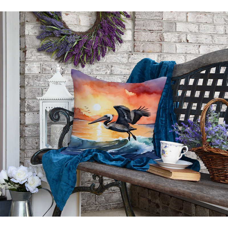 Coussin Pelican Fiery Sunset, Carré 18 po