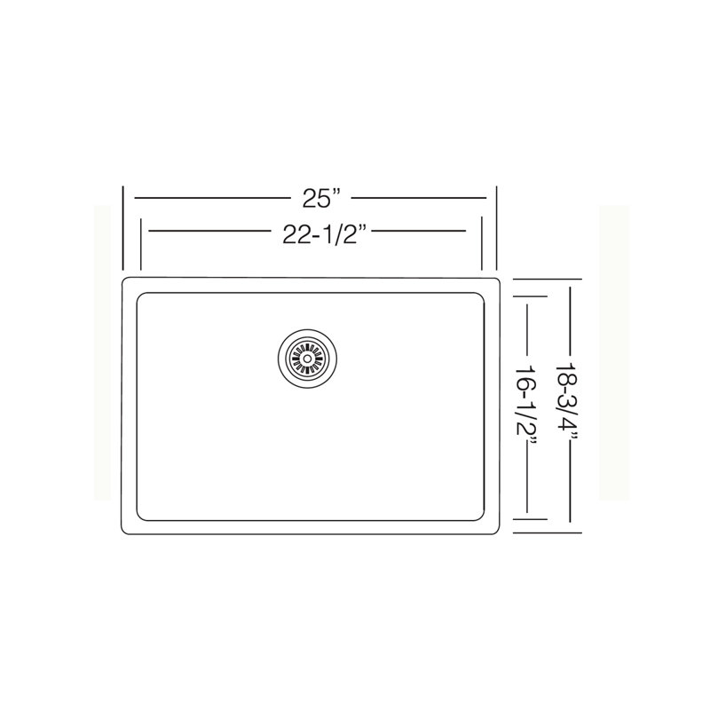 25" Single Bowl Undermount Crystagranite Sink Black