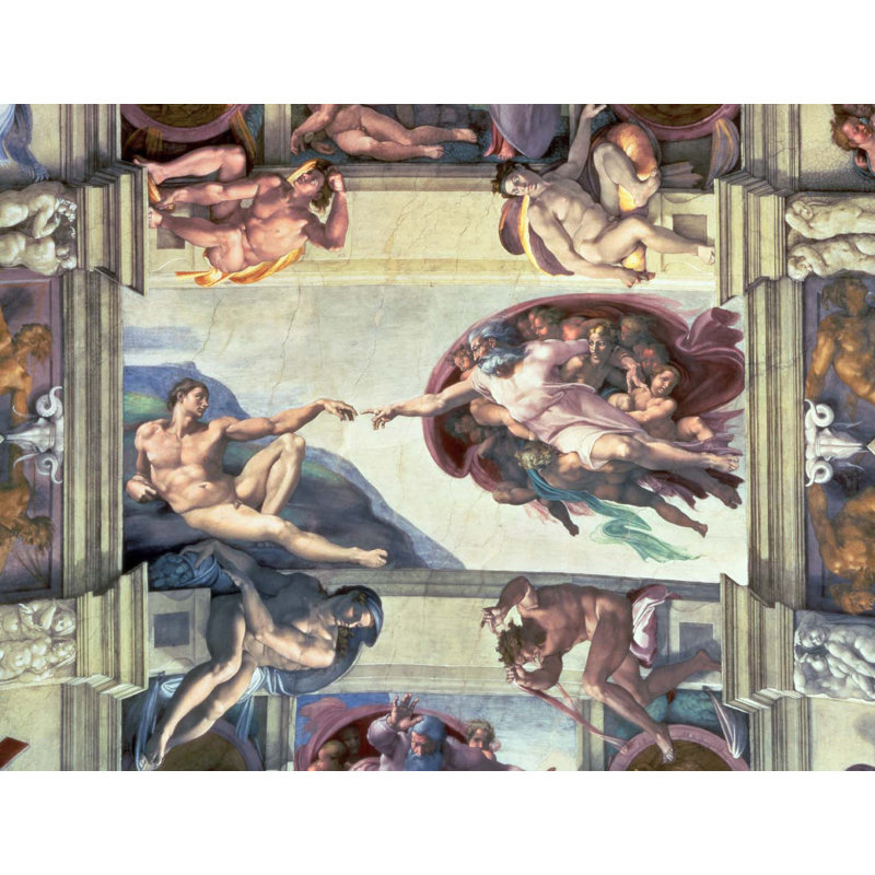 Décalcomanie murale Michelangelo, création d'Adam (1510), H 45,5 po x l 60 po