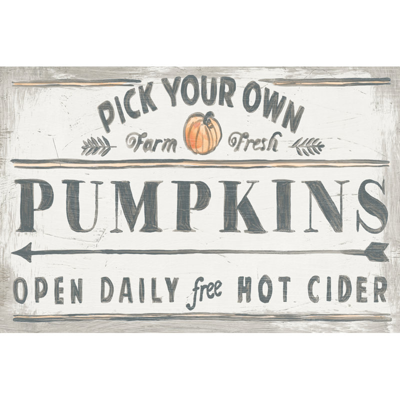 «Arton Pumpkin Picks Signs I on Canvas» par June Erica Vess, reproduction, H 20 po x l 30 po
