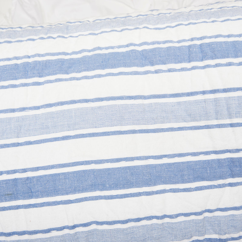 Courtepointe réversible en mélange de coton bleu / blanc Reggie, Courtepointe double/grand