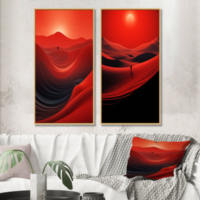 «Man Solitude In Red Arid Desert I», ensemble de 2 reproductions d'art sur toile