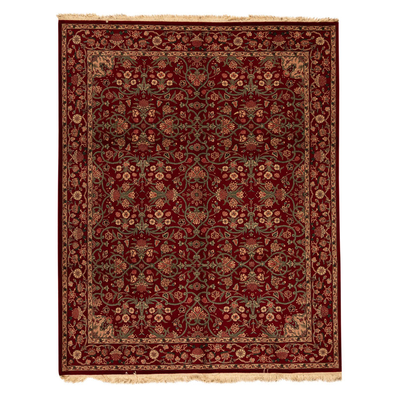 Hand Knotted Wool Oriental Area Rug in Red
