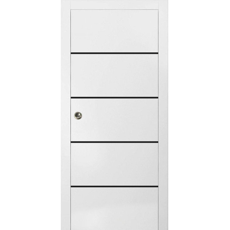 Portes françaises en bois massif massif, 18 po x 96 po, Satin blanc