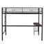 Lit mezzanine simple noir avec bureau et garde-corps. Pour une utilisation quotidienne dans la chambre à coucher et les vis robustes-1336992722