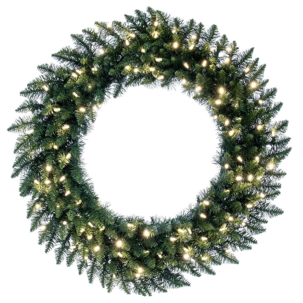 Peabody Artificial Fir Wreath, Warm Clear, 30" H x 30" W x 3" D