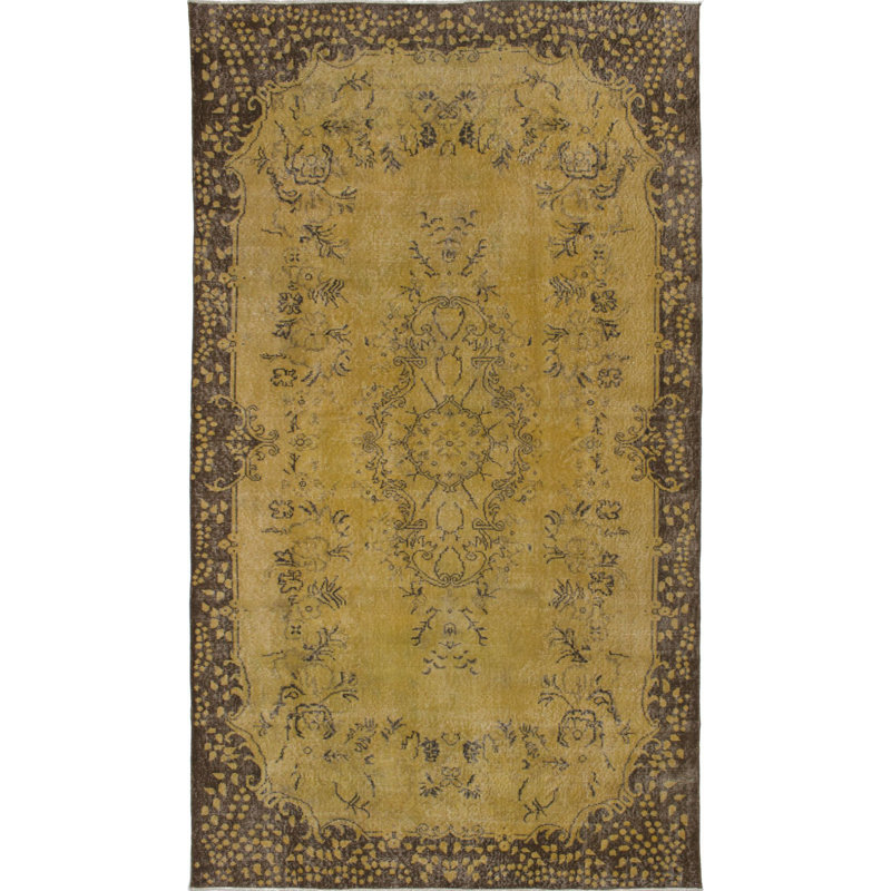 Tapis unique en laine noué à la main brun de 5 pi 7 po x 9 pi 10 po Quamesha
