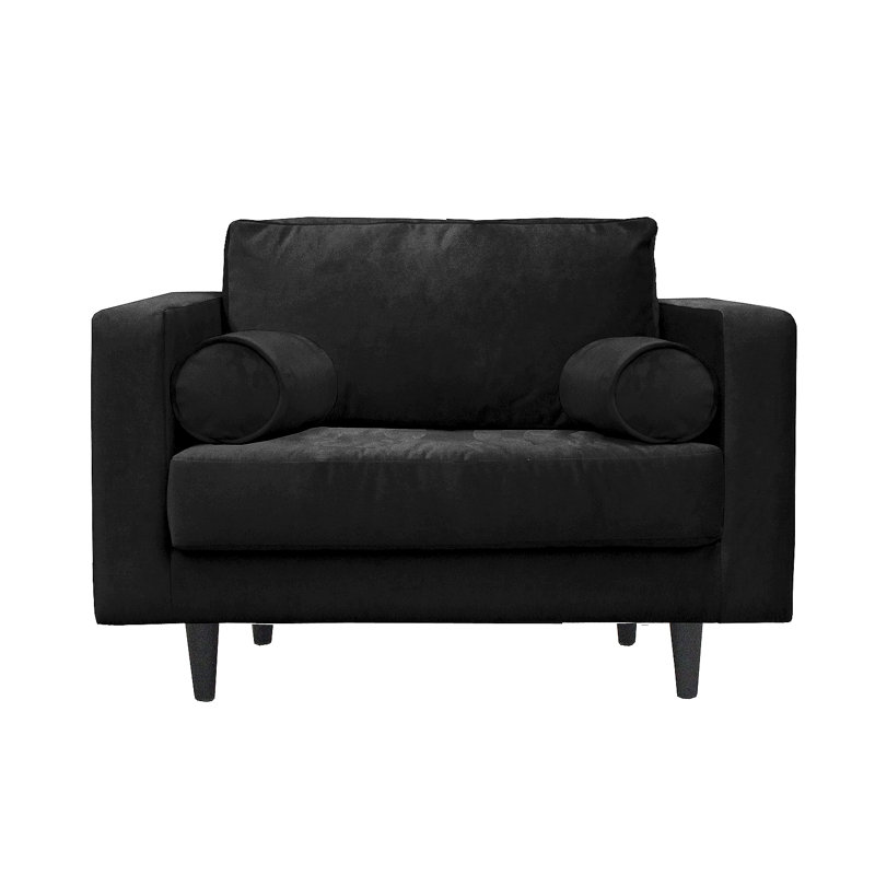 Boubacar 2 Seater Velvet Loveseat, Black, Black