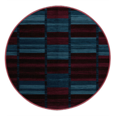 Machine Washable Checkered Red Area Rug