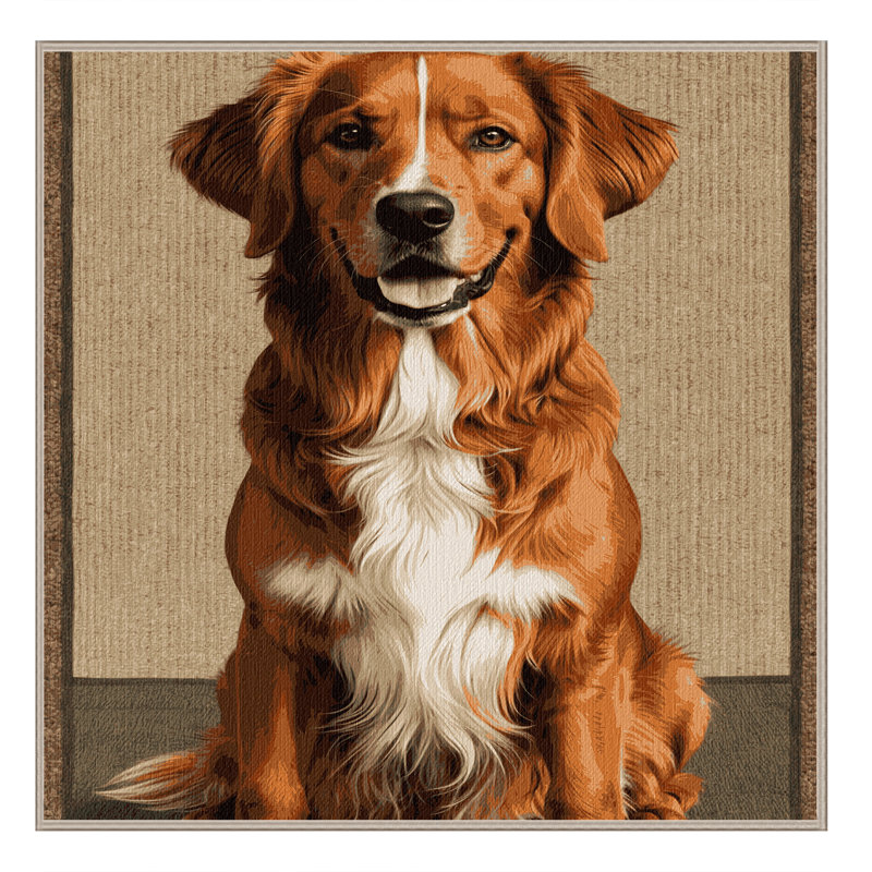 Washable Nova Scotia Duck Tolling Retriever Dogs Area Rug, Square 5'