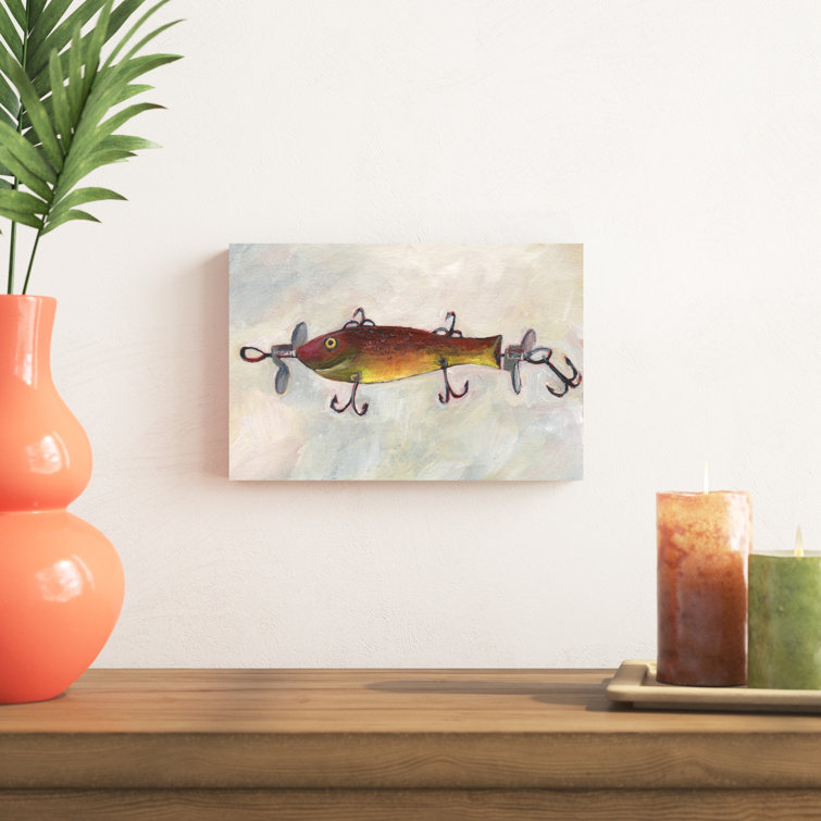 Retro Fishing Lure V by Regina Moore - Wrapped Canvas Painting Rosecliff Heights Size: 8 H x 12 W